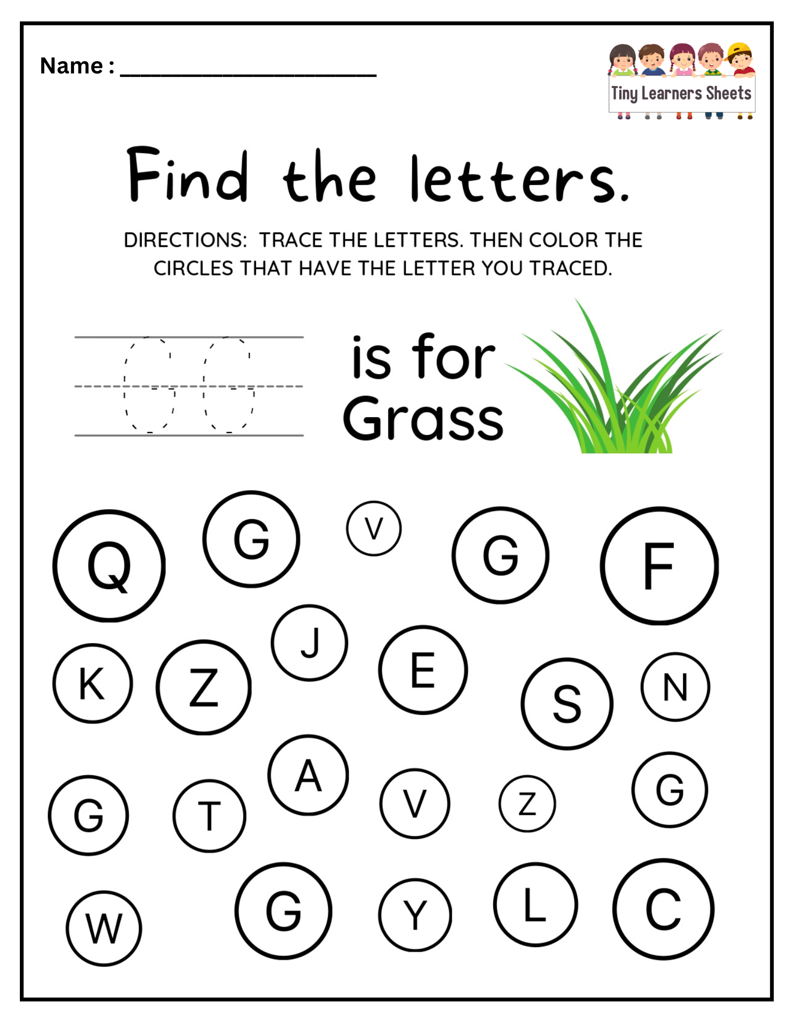 Find Letter G worksheet